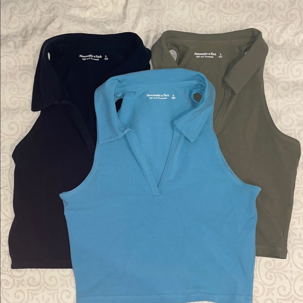 Set of 3 Abercrombie & Fitch Fitted Crop Polo Tanks
